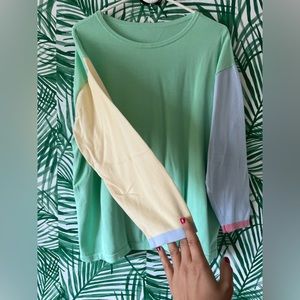 Pastel color block crewneck sweater